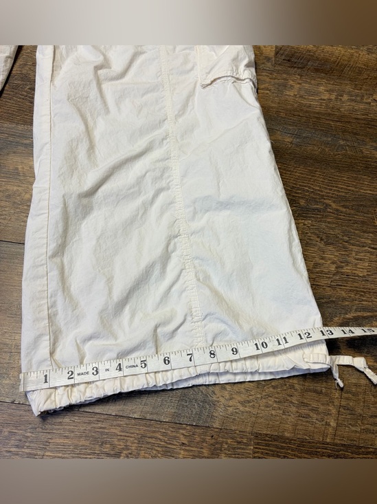 AERIE Cargo Pants High Waist Go-For-It Baggy Parachute Jogger Womens Large Ivory - Picture 3 of 13